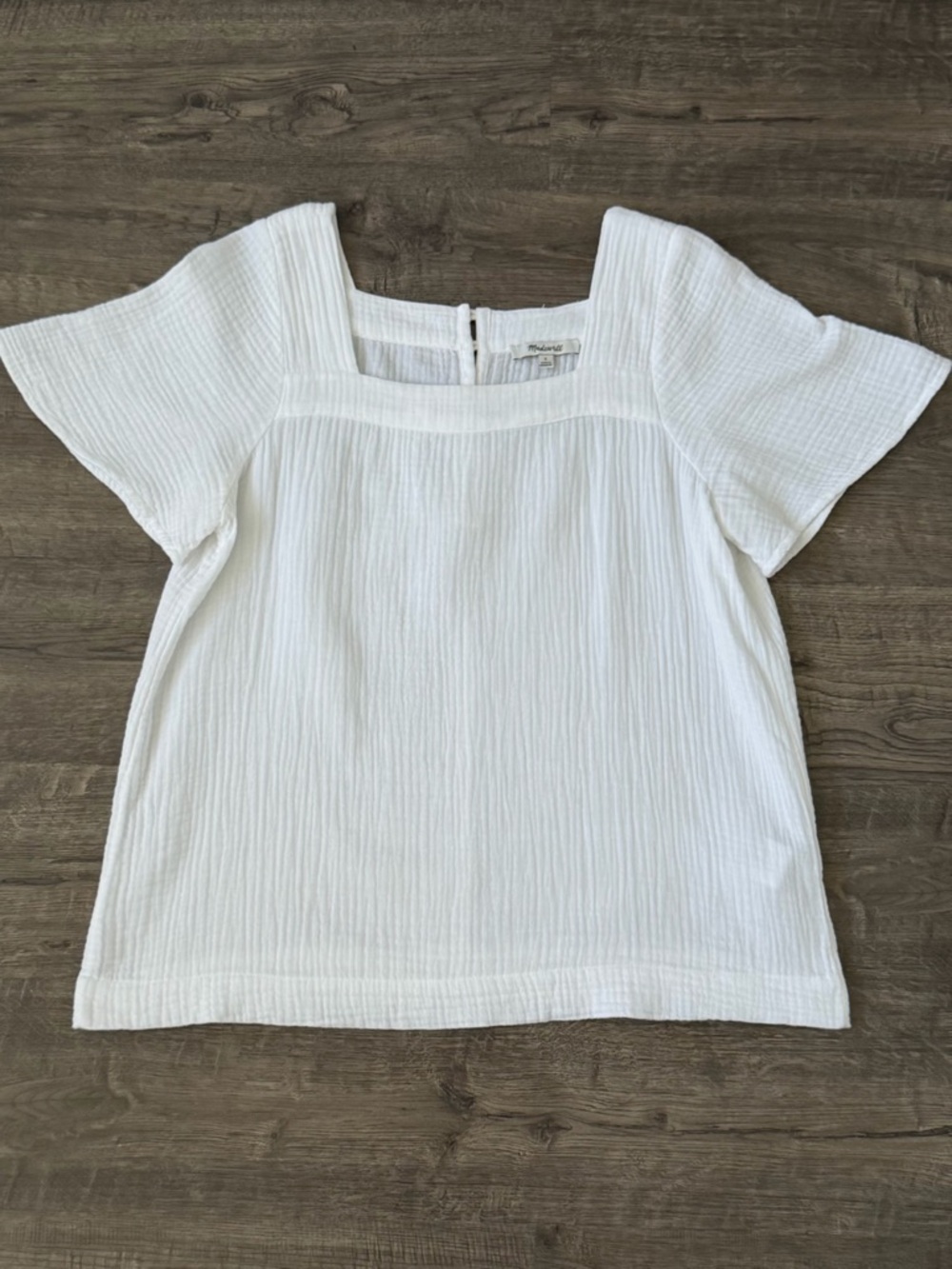 Madewell Lightspun Harlow Square Neck Top White Cotton Size S Minimal Coastal - Picture 3 of 12